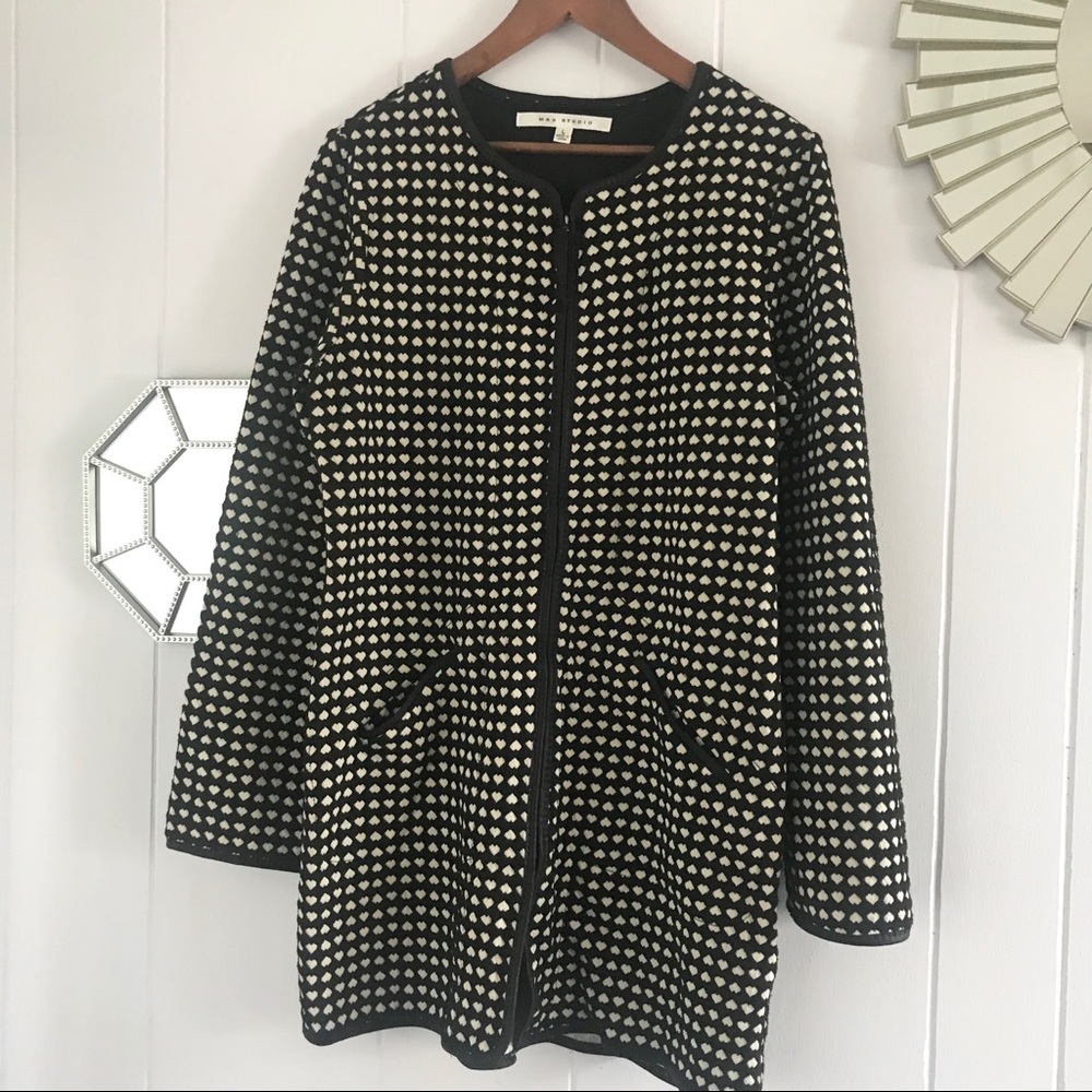 Heart Print Max Studio Long Cardigan/ Jacket L